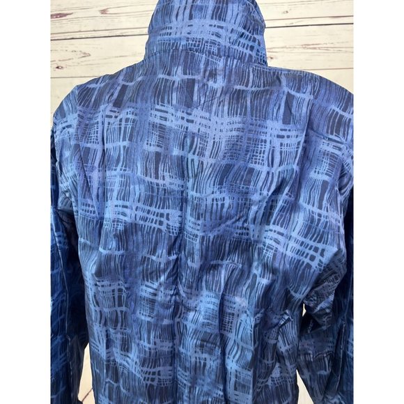 Lavon Y2K Full Zip Jacket Nylon Medium Vintage 90s Geometric Blue Windbreaker - Picture 9 of 10
